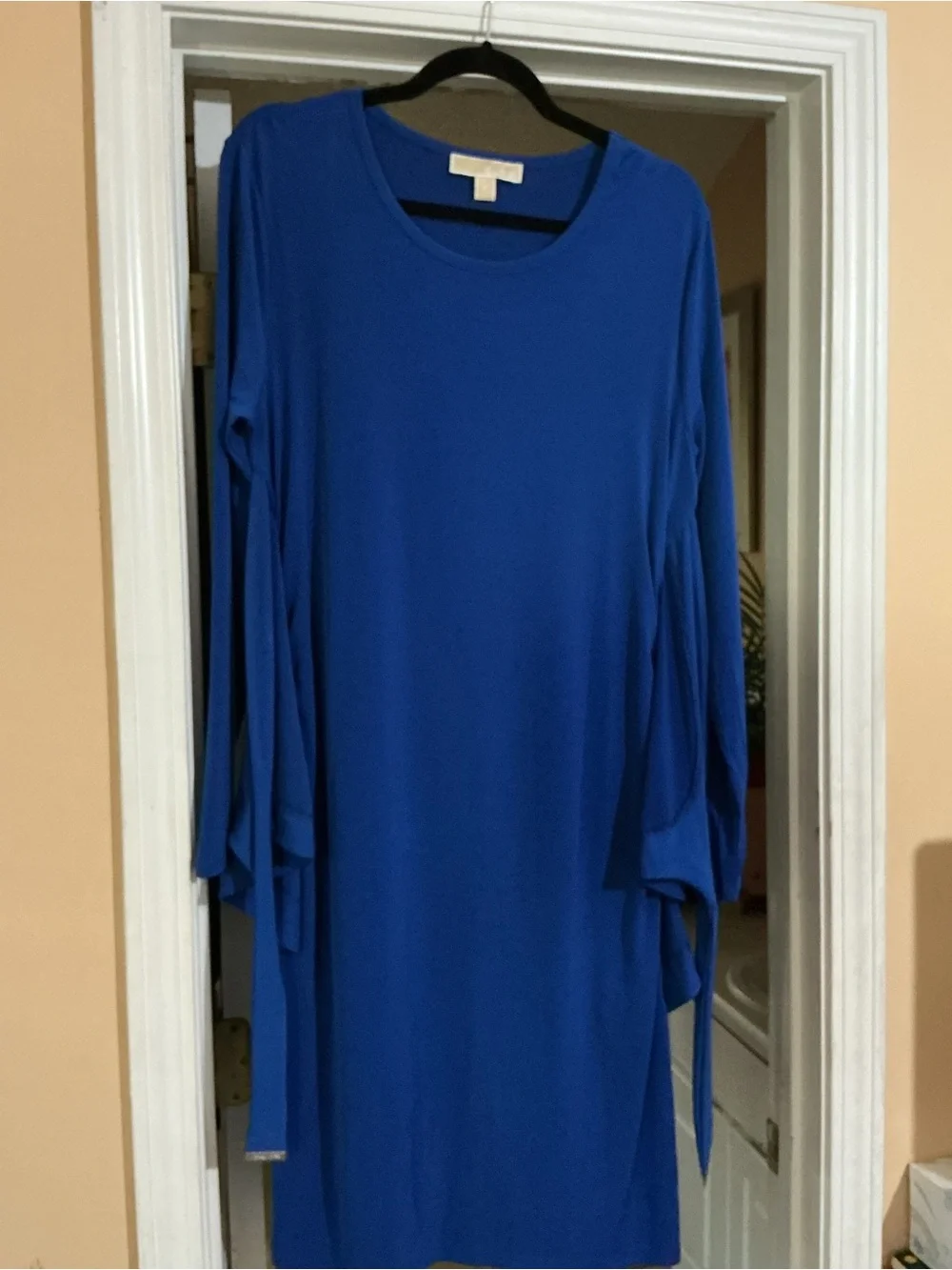 Michael Kors Royal Blue Long Sleeve Tie-Waist Dress